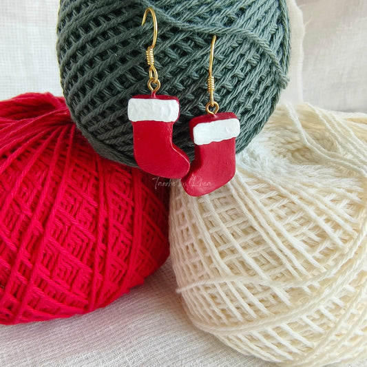 Christmas sock hanging earrings