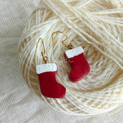 Christmas sock hanging earrings