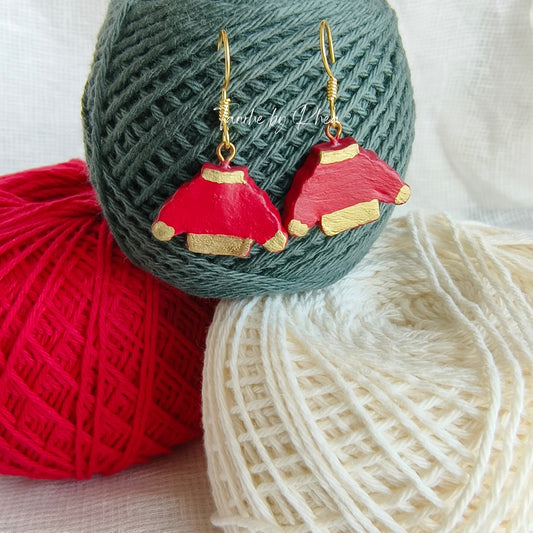 Christmas sweater hanging earrings