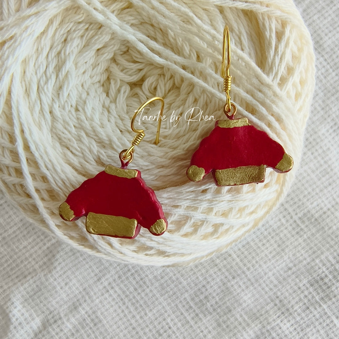Christmas sweater hanging earrings