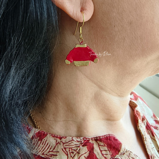 Christmas sweater hanging earrings