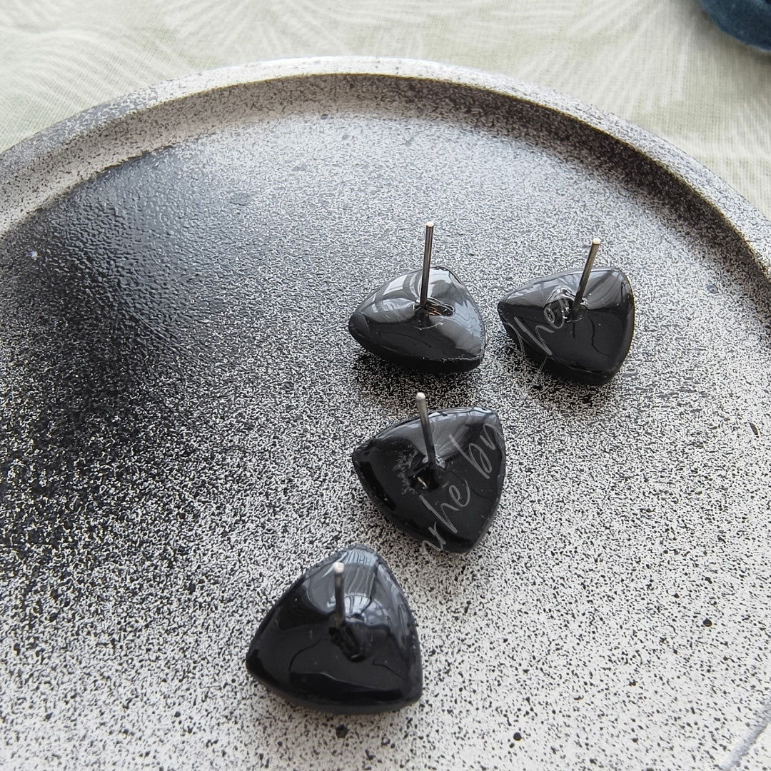 Textured Black clay stud earrings