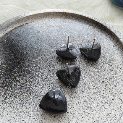 Textured Black clay stud earrings