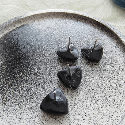Textured Black clay stud earrings