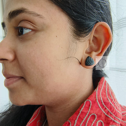Textured Black clay stud earrings