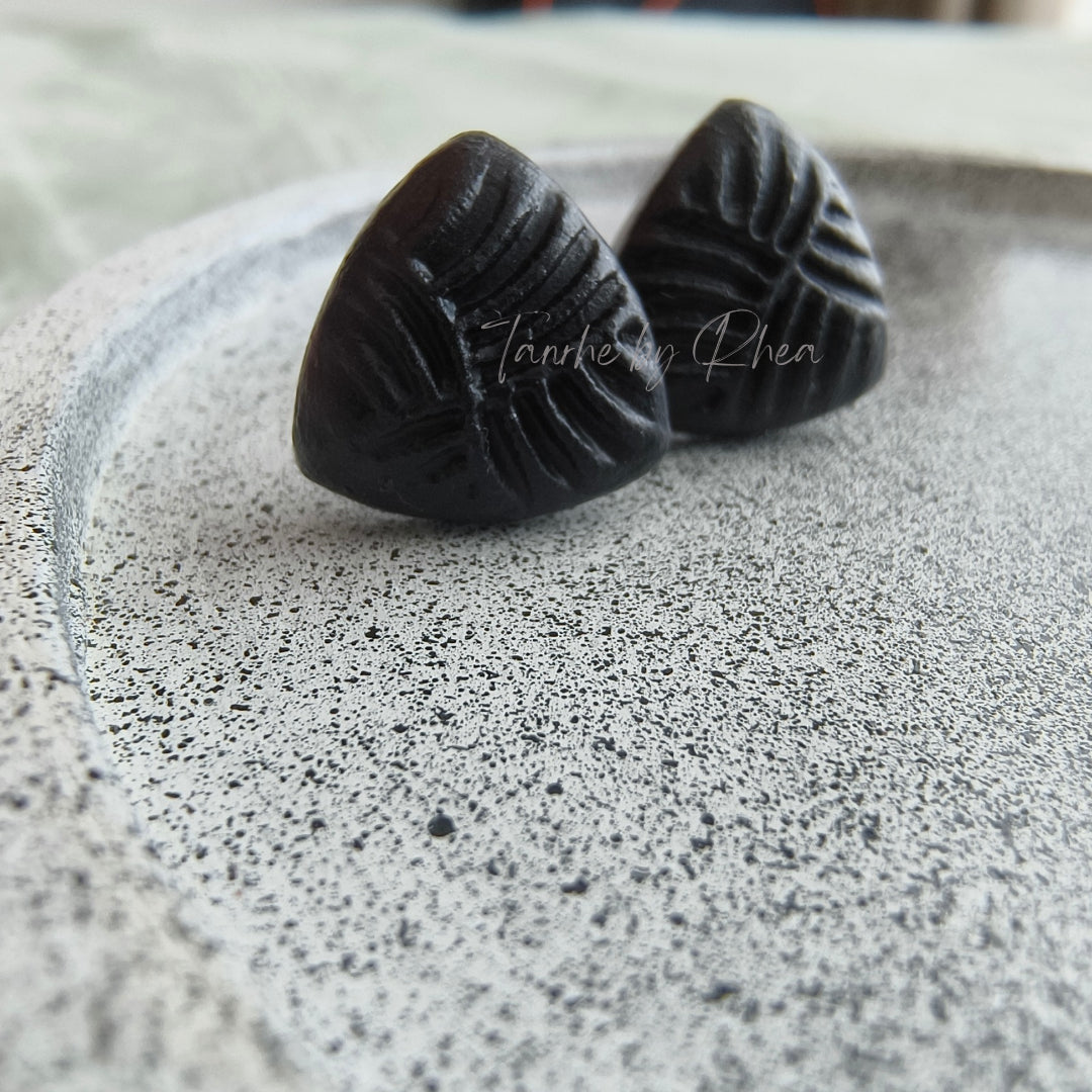 Textured Black clay stud earrings