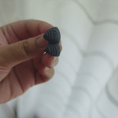 Textured Black clay stud earrings