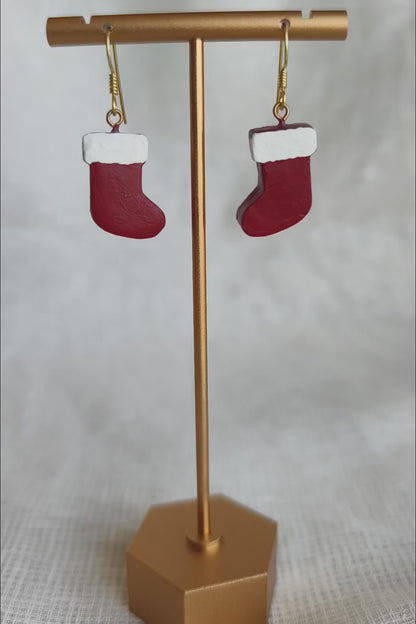 Christmas sock hanging earrings