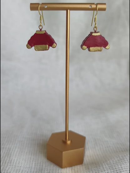 Christmas sweater hanging earrings