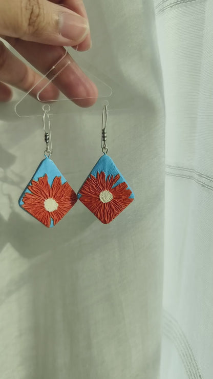 Flower in the sky hanging earrings