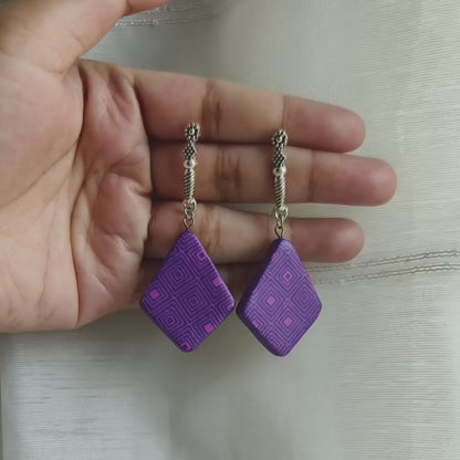 Purple & Pink ethnic stud earrings